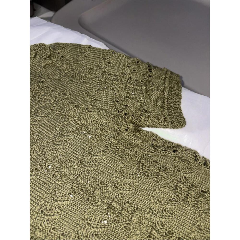 Anthropologie Pointelle Sweater Shirt Green Size XXSmall $88 Whimsical NWOT - Picture 7 of 11